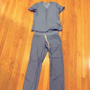 Denim Blue Figs Scrubs Set (small)